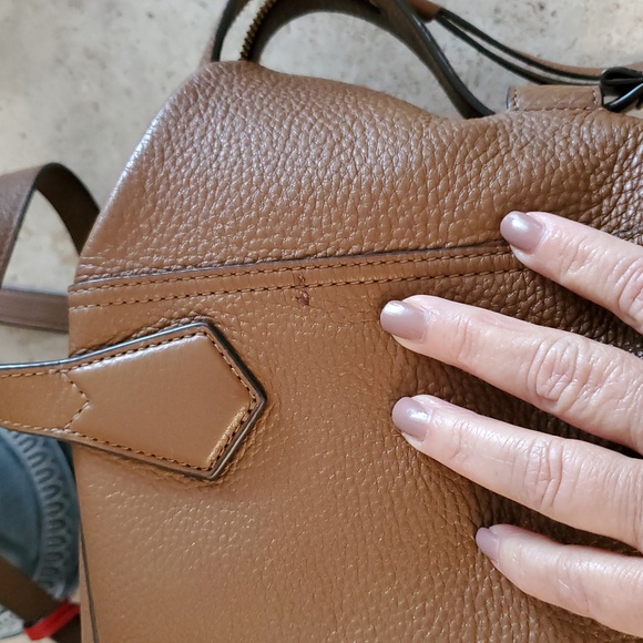 Tory burch Satchel rich Brown Leather Handbag with Red Accent - Picture 5 of 12